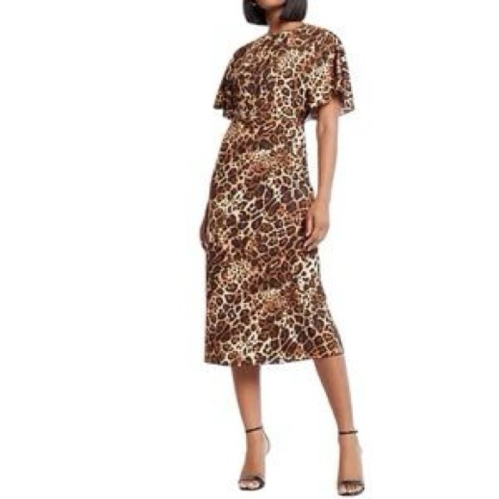 Express Leopard Print Midi Dress S